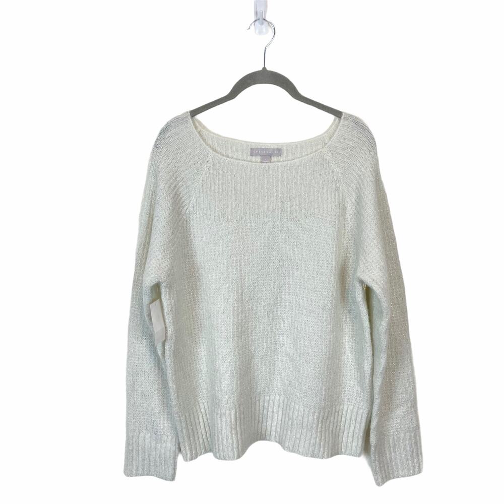 Nordstrom Chelsea28 Acrylic/Wool/Alpaca Ivory Metallic Sparkle Sweater NWT